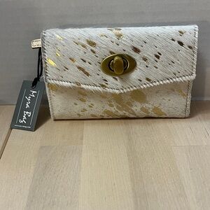 Myra Bag Women’s Wallet Gold Indulgence Leather & Hairon #S-2723 NWT